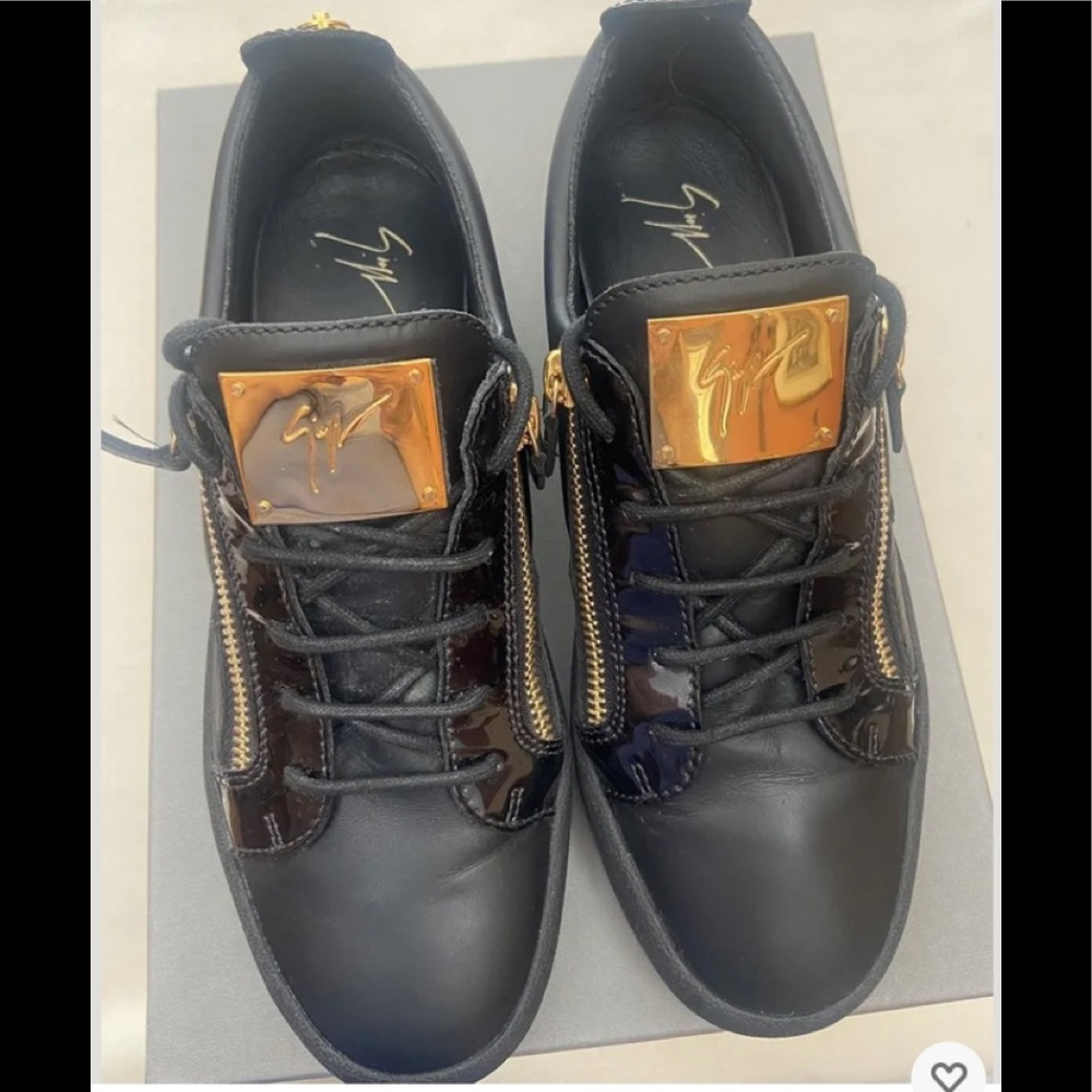 Giuseppe Zanotti Black Sneakers with Gold Hardware